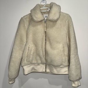 Gap white Treddy bomber jacket size S Petite